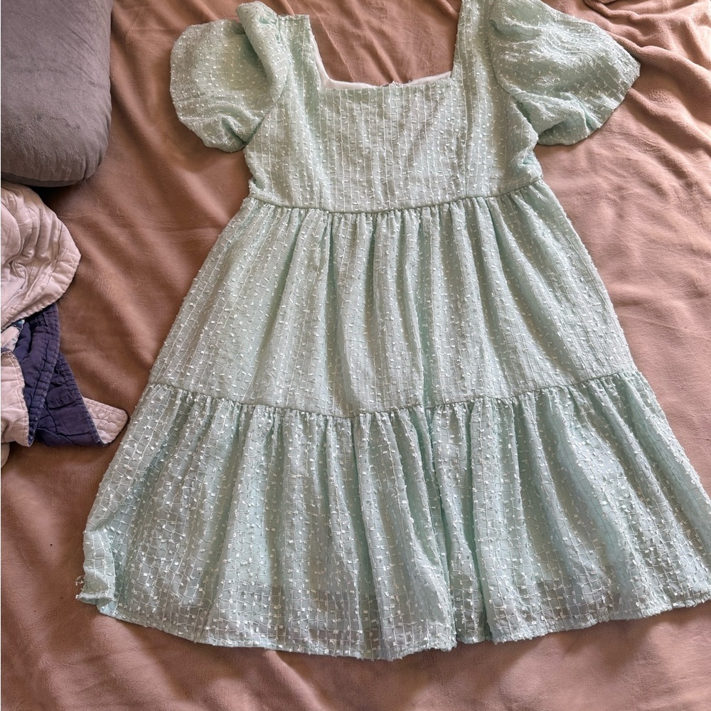 She + Sky Mint Green Puff Sleeve Dress